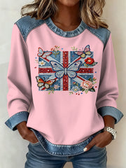 Damen-Sweatshirt im britischen Patchwork-Stil