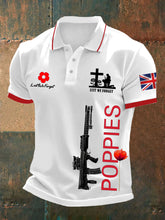 Men's British SA80 and poppies print polo shirt