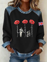 Women's Remembrance Day Pattern Patchwork Sweatshirt