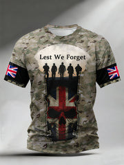 Men's Lest We Forget Veterans UK Flag Camouflage Print Casual Tee