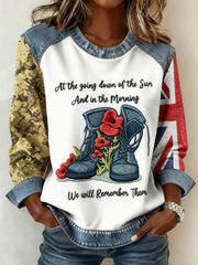 Women's 11th November Remembrance Day LEST WE'S FORGET Poppy Remembrance Sweatshirt