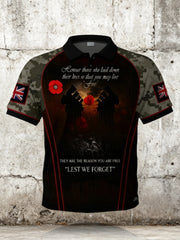 Men's Men's 11th November Remembrance Day LEST WE'S FORGET Poppy Remembrance Shirt
