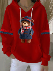 Women's British style Print Casual Hoodie
