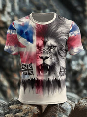 Herren T-Shirt mit britischer Flagge, Löwe und Patriot-Motiv