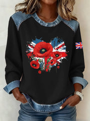 Women's Remembrance Day Pattern Patchwork Art Sweatshirt