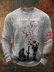 Men's Lest We Forget Print Waffle Long Sleeve T-Shirt