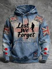 Men's Remembrance Day Lest We Forget Hoodie with Pockets