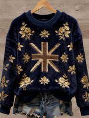 Women's British style Art Print Casual Flannel Sweater