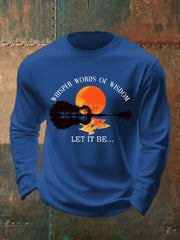 Men's Whisper Words of Wisdom Let it Be Beatles Guitar Print Casual Long Sleeve T-shirt