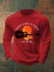 Men's Whisper Words of Wisdom Let it Be Beatles Guitar Print Casual Long Sleeve T-shirt
