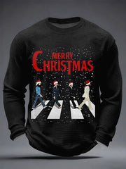 Retro-T-Shirt für Herren mit legendärem Rockband-Weihnachtsmotiv – das perfekte Geschenk für Fans! Lässiges Waffel-Langarmshirt