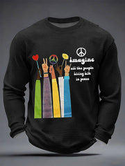 Retro-T-Shirt für Herren mit klassischem, legendärem Rockband-Print – das perfekte Geschenk für Fans! Lässiges Waffel-Langarmshirt