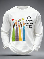 Retro-T-Shirt für Herren mit klassischem, legendärem Rockband-Print – das perfekte Geschenk für Fans! Lässiges Waffel-Langarmshirt