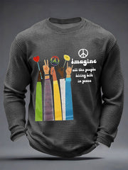 Retro-T-Shirt für Herren mit klassischem, legendärem Rockband-Print – das perfekte Geschenk für Fans! Lässiges Waffel-Langarmshirt