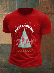 Retro-T-Shirt für Herren mit klassischem Aufdruck einer legendären Rockband und dem Motiv „Frohe Weihnachten“