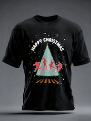 Retro-T-Shirt für Herren mit klassischem Aufdruck einer legendären Rockband und dem Motiv „Frohe Weihnachten“