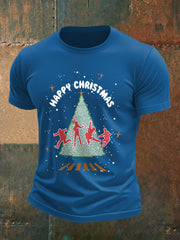 Retro-T-Shirt für Herren mit klassischem Aufdruck einer legendären Rockband und dem Motiv „Frohe Weihnachten“
