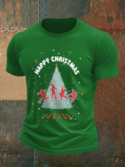 Retro-T-Shirt für Herren mit klassischem Aufdruck einer legendären Rockband und dem Motiv „Frohe Weihnachten“