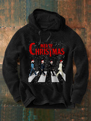 Herren-Hoodie mit weihnachtlichem Retro-Print einer legendären Rockband – das perfekte Geschenk für Fans! Lässiger Waffelpiqué-Hoodie