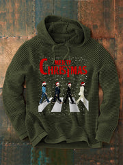 Herren-Hoodie mit weihnachtlichem Retro-Print einer legendären Rockband – das perfekte Geschenk für Fans! Lässiger Waffelpiqué-Hoodie