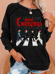 Damen-Sweatshirt mit Retro-Print „Frohe Weihnachten“ – ein Geschenk für Fans – lässig und klassisch