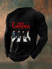 Herren-Langarmshirt mit Retro-Print „Frohe Weihnachten“ – ein klassisch-klassisches Geschenk für Fans der legendären Rockband.