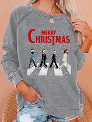 Damen-Sweatshirt mit Retro-Print „Frohe Weihnachten“ – ein Geschenk für Fans – lässig und klassisch