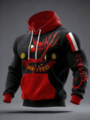 Herren-Hoodie mit Aufdruck „Red Devil“ für Fußballbegeisterte aus Großbritannien
