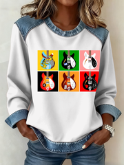 Women's Modfather UK Music Mods Lover Denim Patchwork Top