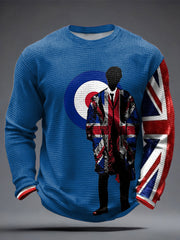 Herren-Waffelpapp-Tops mit Aufdruck für Musikliebhaber im Stil der britischen Mods