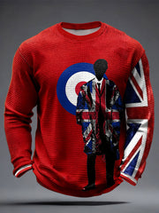 Herren-Waffelpapp-Tops mit Aufdruck für Musikliebhaber im Stil der britischen Mods