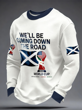 Men's UK Football Lover Scotland We'll Be Coming 2026 Printed Waffle Sweatshirt