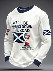 Herren-Sweatshirt mit Aufdruck „UK Football Lover Scotland We'll Be Coming 2026“ aus Waffelpiqué