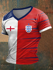Men's UK Football Lover England 2026 Printed V-neck T-shirt