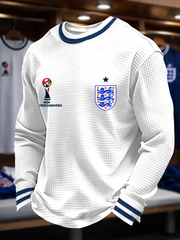Herren-Langarmshirt mit Waffelpiqué-Print für Fußballfans aus Großbritannien (2026)