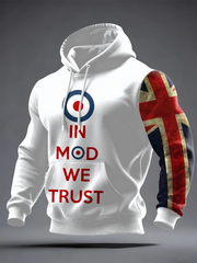 Men's UK Mods Music Lover Oversized Drop-Shoulder Hoodie with Pockets