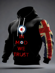 Men's UK Mods Music Lover Oversized Drop-Shoulder Hoodie with Pockets