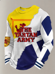 Herren-Langarmshirt mit Waffelpiqué-Print, Motiv: Fußballfan aus Großbritannien, Schottland.