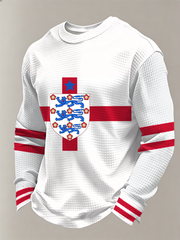 Herren-Langarmshirt mit Waffelpiqué-Print für Fußballfans aus Großbritannien, England