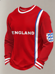 Herren-Langarmshirt mit Waffelpiqué-Print für Fußballfans aus Großbritannien, England