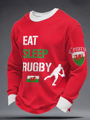 Men's Wales Rugby Lover Printed Waffle Sweatshirt