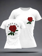 Women's England Rugby Lover Roses Printed T-Shirt