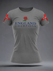 Women's England Rugby Lover Roses Printed T-Shirt