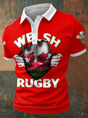 Herren-Freizeittops mit Wales-Rugby-Motiv und CIMRU-Print