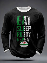 Herren-Waffelshirt mit Wales-Rugby-Motiv und CYMRU-Print