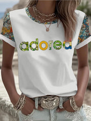 Women's Lemon Roses Music Lover Printed short-sleeved T-shirt