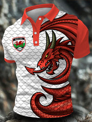 Men's Wales Welsh Rugby Lover Printed Casual Tops