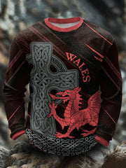 Men's Wales Welsh Rugby Lover Printed Waffle Tops