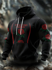 Herren-Hoodie mit Aufdruck „Rugby England Roses Lover“