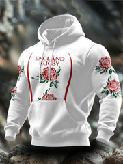 Herren-Hoodie mit Aufdruck „Rugby England Roses Lover“
